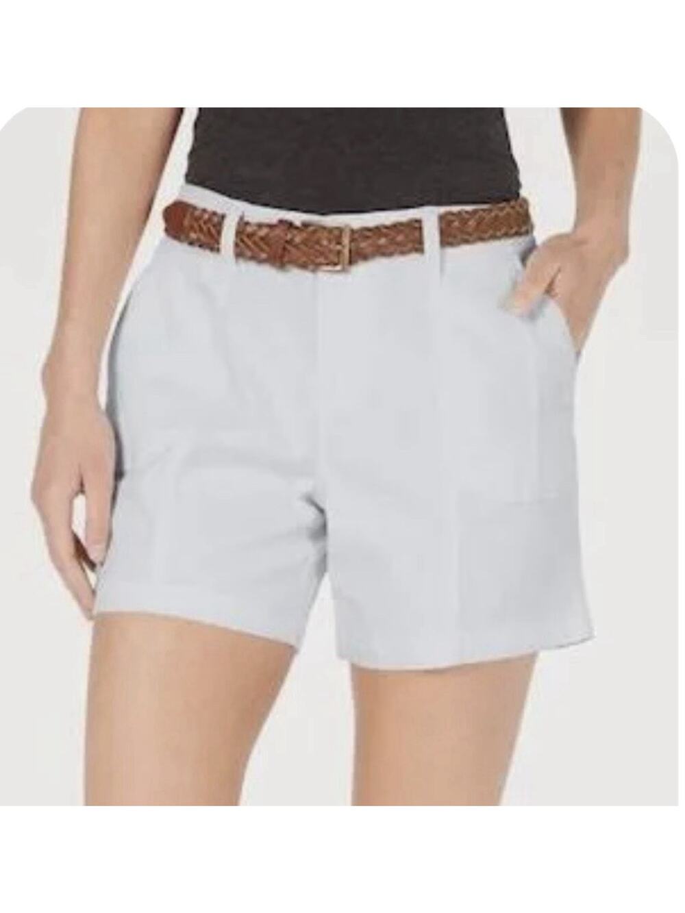Style & Co Women's Size 16 Mid Rise Comfort Gray Belted Shorts Four Pockets NEW